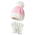thumbnail image 2 of Elainilye Fashion Kids Winter Beanie Hat Gloves Sets For 5-11 Years Old Boys Girls Knit Thick Warm Thermal Sets,Pink, 2 of 2