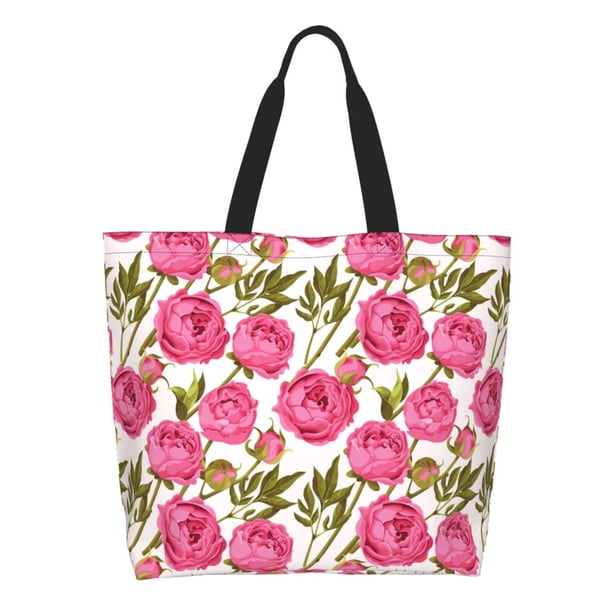 Disketp Rose Flowers Bolsa Tote Estampada para Mujer, Bolso de Hombro y de Mano para Compras y Viajes