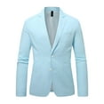 thumbnail image 4 of safuny Men's Blazer Notch Lapel Long Sleeve Buttoned Pocketed Stylish Formal Business Occasion Wear Blue L, 4 of 9