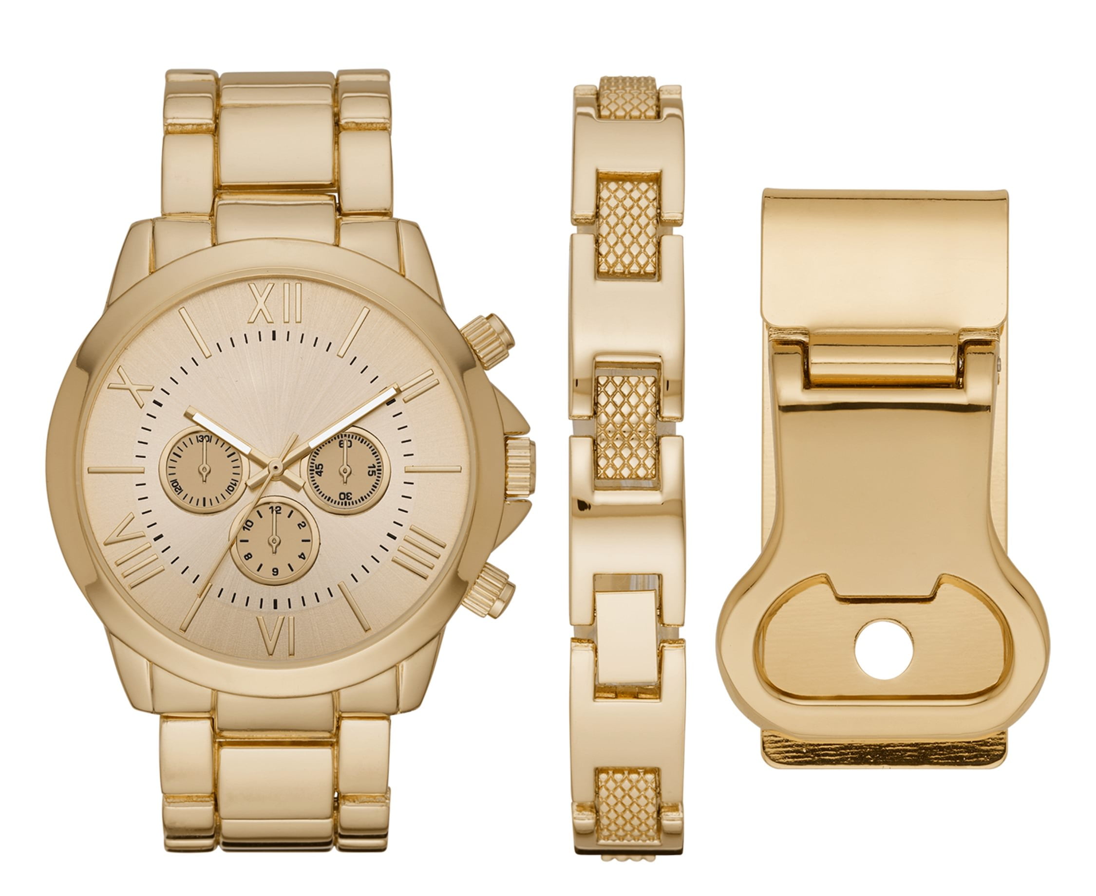 Men's Gold Watch Gift Set with Money Clip - Walmart.com