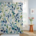 thumbnail image 4 of Shower Curtain Green Blue Leaf Shower Curtains for Bathroom Decor, Waterproof Polyester Shower Curtain Set with Hooks, Standard Size 72" x 72" Spring Leaves, 4 of 9