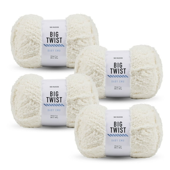 Big Twist Baby Emu 4 Pack Bulky Polyester Yarn, Vanilla Cake, 218 yd, 7 oz