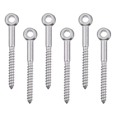 Supvox 6Pcs Stainless Steel Thread Eye Bolts Heavy Duty Eye Hooks Bolts for Plywood and Drywall