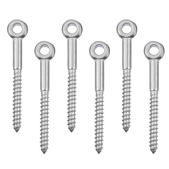 Supvox 6Pcs Stainless Steel Thread Eye Bolts Heavy Duty Eye Hooks Bolts for Plywood and Drywall