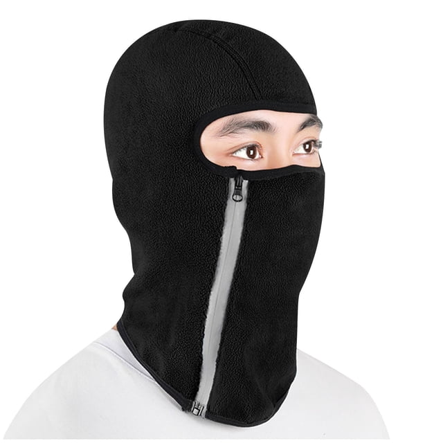 Black Face Mask Winter Cycling With Fleece Lining Cold And Windproof Construction For Motorcycle Outdoor Activities And Full Face Protection All Day Free Size