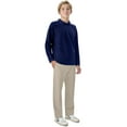 thumbnail image 6 of Classroom School Uniforms Adult Long Sleeve Pique Polo CR835X, S, Dark Navy, 6 of 7