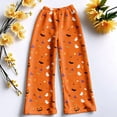 thumbnail image 5 of Womens Halloween Pjs Halloween Pumpkin Ghost Print Flannel Pajama Pants Elastic Waist Drawstring Wide Leg Sleep Wear, 5 of 5