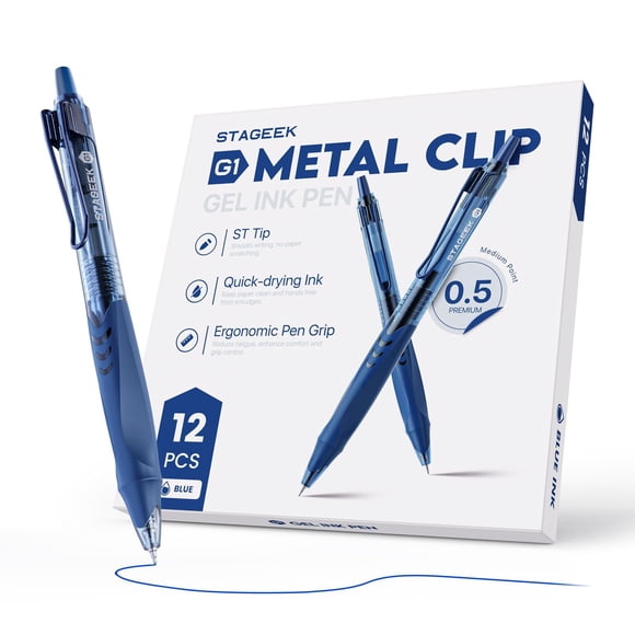 Bolígrafo de gel STAGEEK GX1, paquete de 12 unidades, tinta azul, punta fina de 0,5 mm