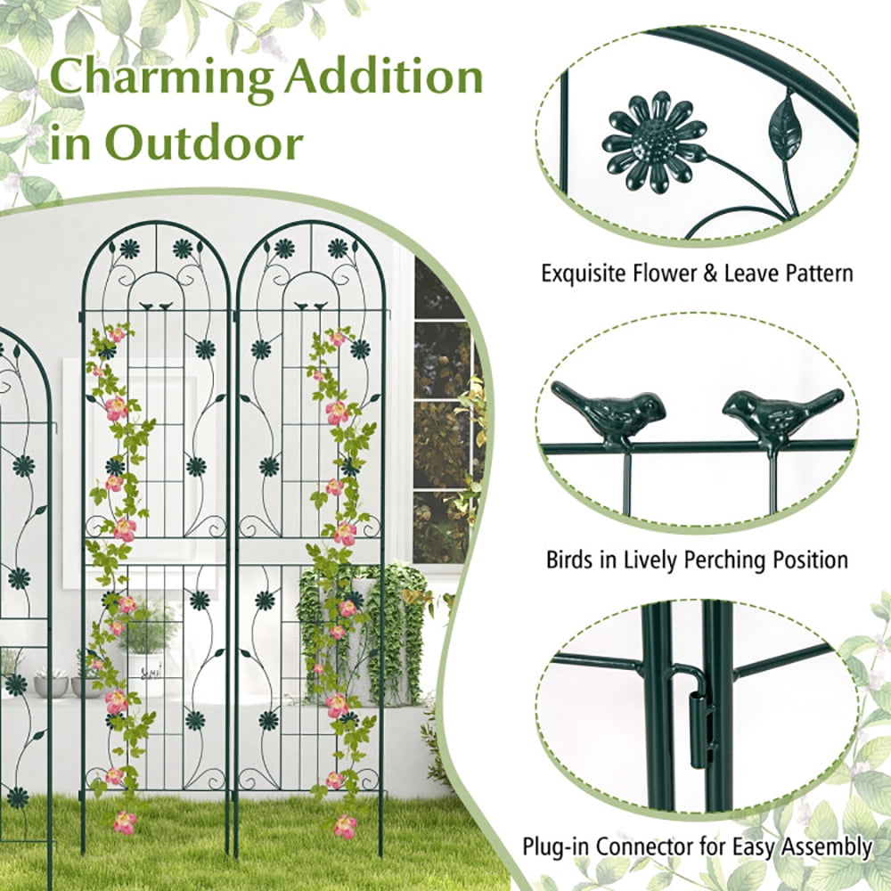 Spaco 2 Pack 86.5 x 20 Inches Metal Garden Trellis for Climbing Plants-Green, Garden Stakes Tomato Trellis for Pots