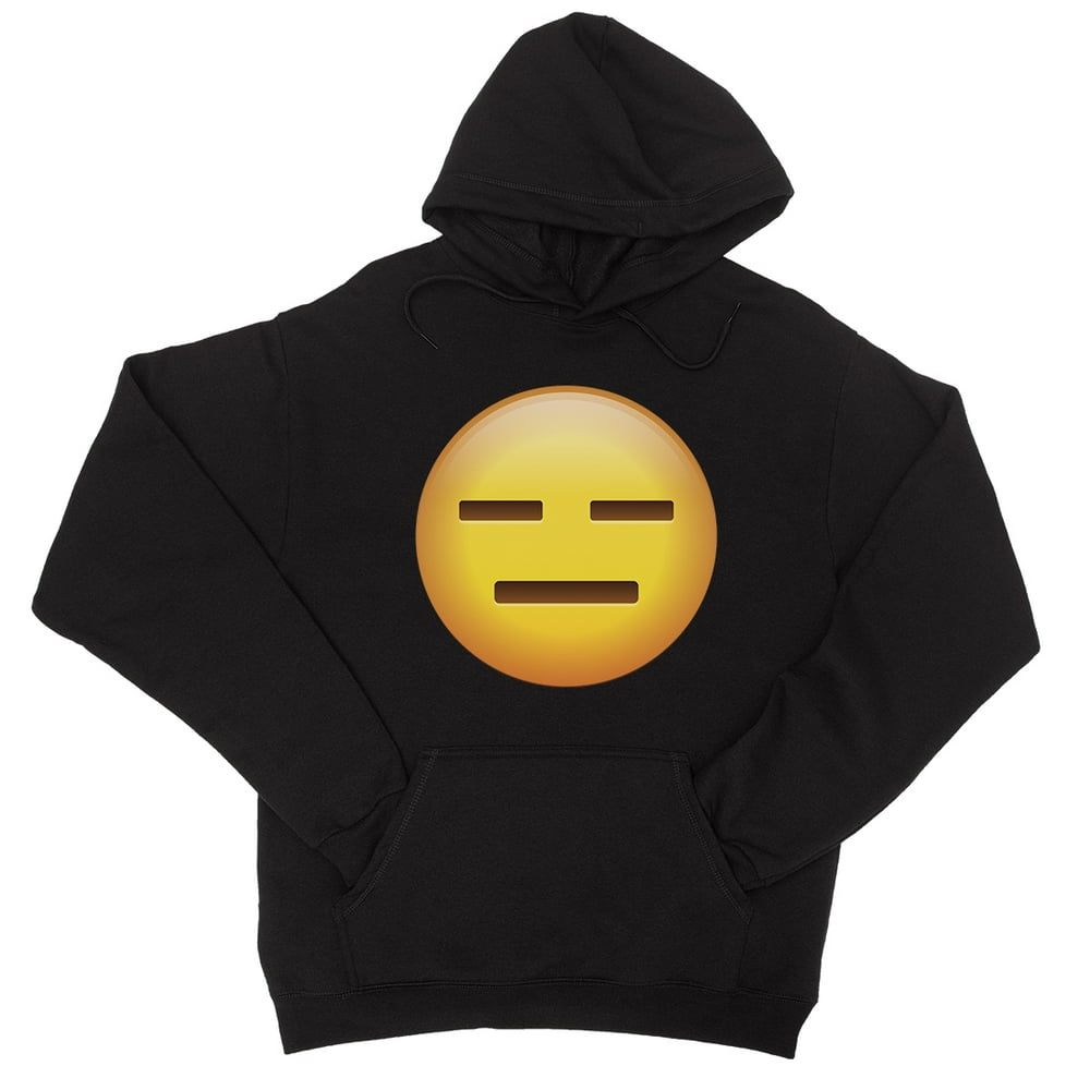 365 Printing EmojiEmotionless Unisex Black Pullover Hoodie Strength