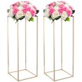 thumbnail image 1 of 2 soportes dorados para flores de boda, soporte dorado para flores de 31,5 pulgadas con placa de acrílico, florero de metal para decoración de centros de mesa de boda, soporte de pedestal, 1 of 7