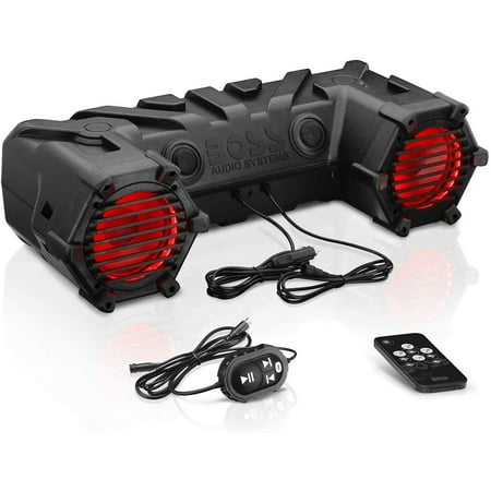 BOSS Audio Systems ATV30BRGB ATV UTV Weatherproof Sound System - 6.5 inch Speakers, 1 inch Tweeters, Full Range Audio, Built-in Amplifier, Bluetooth, Multi-Color Illumination, Hook up to Stereo