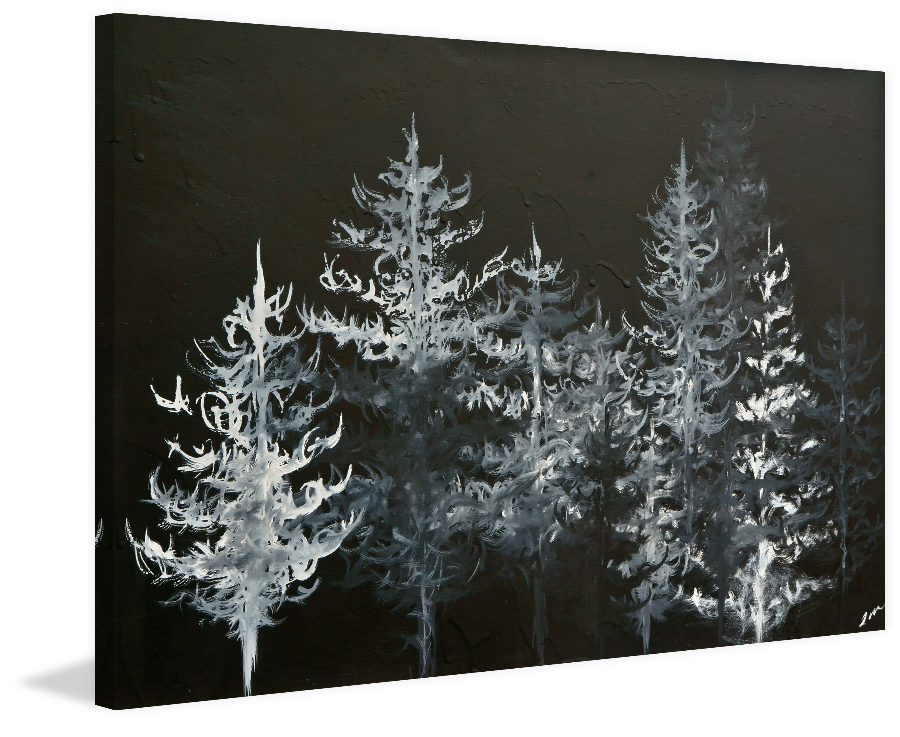 "Trees in Moonlight" Painting Print on Wrapped Canvas