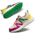 thumbnail image 1 of Zapatillas LUCKY STEP a la moda para mujer, con plataforma, clásicas, leopardo, para caminar, tenis, viajes, zapatillas gruesas y coloridas para estilo de vida (fucsia/verde, 8.5 libras (M) EE. UU.), 1 of 9