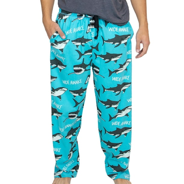 LazyOne Animal Pajama Pants for Men, Male Pajamas, Bite Me Shark, Small