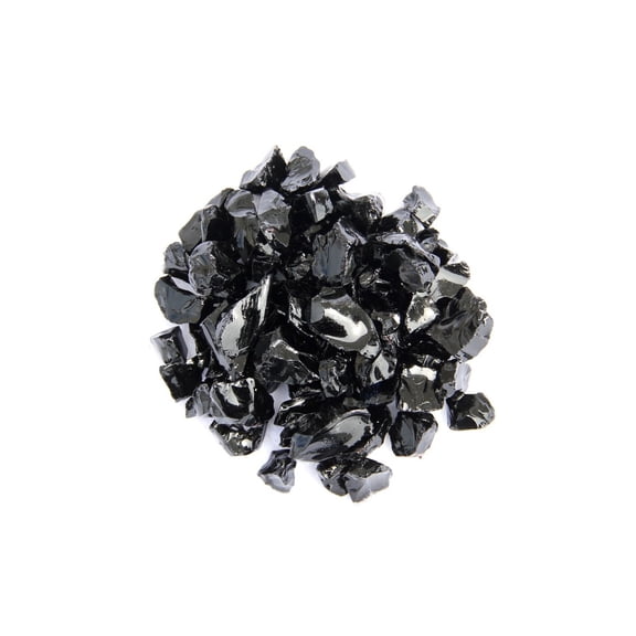 Fire Pit Glass - Black Recycled Glass - 10lb Bag - 0.5"-1" Diameter - Durable Fireplace Glass for Outdoor Use