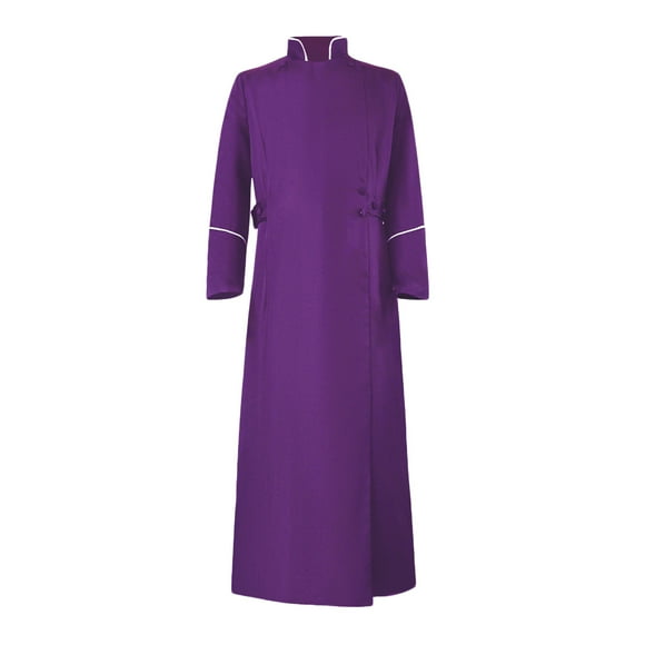 Penkiiy Coat Windbreakers for Men Men Solid Long-sleeved Priest Robe Dress Costume Cosplay Coat Purple Coats