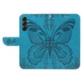 thumbnail image 6 of Dteck Pattern Case for Samsung Galaxy S22 Ultra,Magnetic Leather Butterfly Floral Embossed Flip Case Card Slots Wallet Stand Cover with Wrist Strap for Galaxy S22 Ultra,Blue, 6 of 7