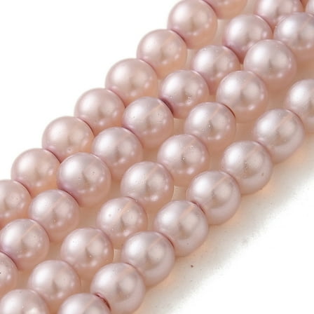 Baking Painted Pearlized Glass Pearl Round Bead Strands Pearl Pink 6~7mm Hole: 1mm about 145pcs/strand 31.4 inch