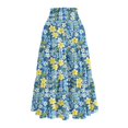 thumbnail image 6 of Floral Midi Skirt for Women Summer Comfy Tiered Elastic High Waisted Skirts Vacation A-Line Flowy Swing Long Skirts Blue S, 6 of 6