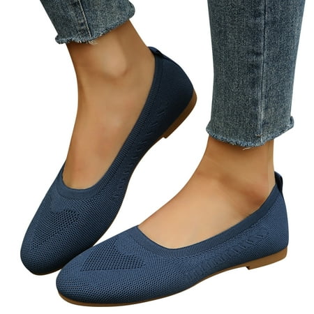 Oyedens Womens Slip on Loafers Ballet Flats Comfortable Fly Woven Walking Shoes Casual Work Shoes
