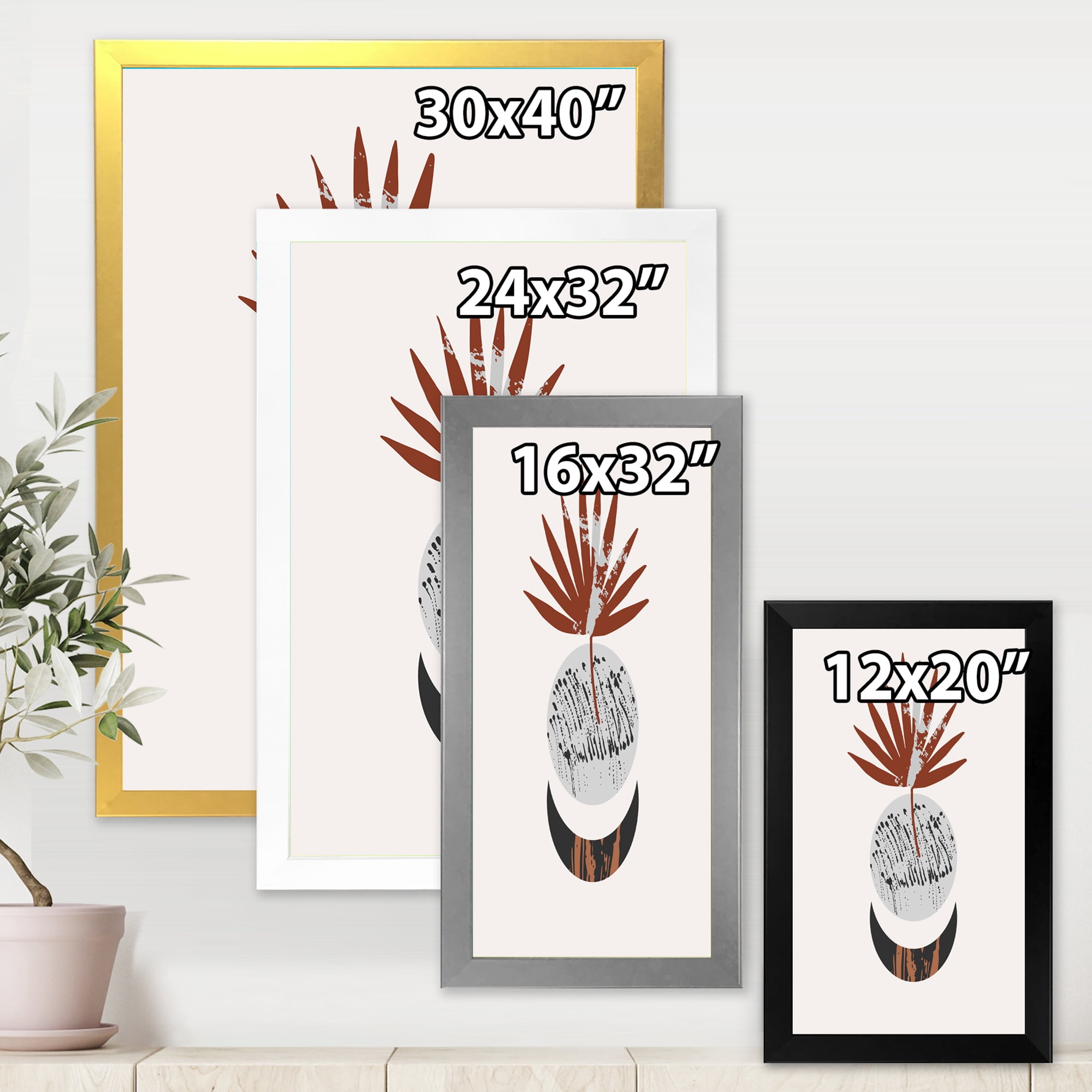 Designart 'Sun and Moon Shapes In Retro Terracotta Tones V' Modern Framed Art Print