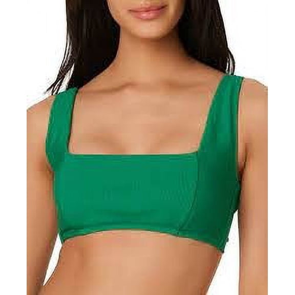 MSRP $48 Bar III Micro Rib Sling Bandeau Bikini Top Green Size Small