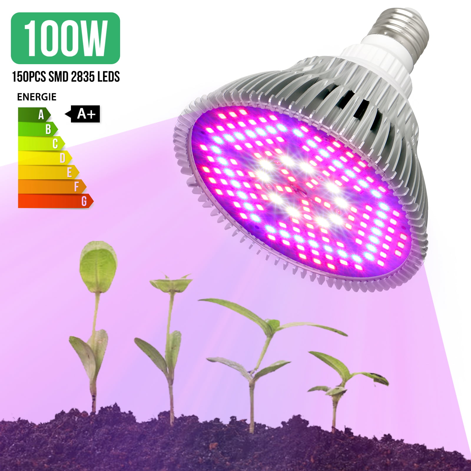 100W 290 LED Grow Light Bulb Plant Grow Lamp E27 Full Spectrum Garden Fruit Veg 