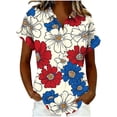 thumbnail image 2 of Mifsaly Short Sleeve Button Down Shirts for Women Lapel Collar V Neck Blouses Patriotic Hearts American Flag Print Independence Day Tops 2026 L, 2 of 5
