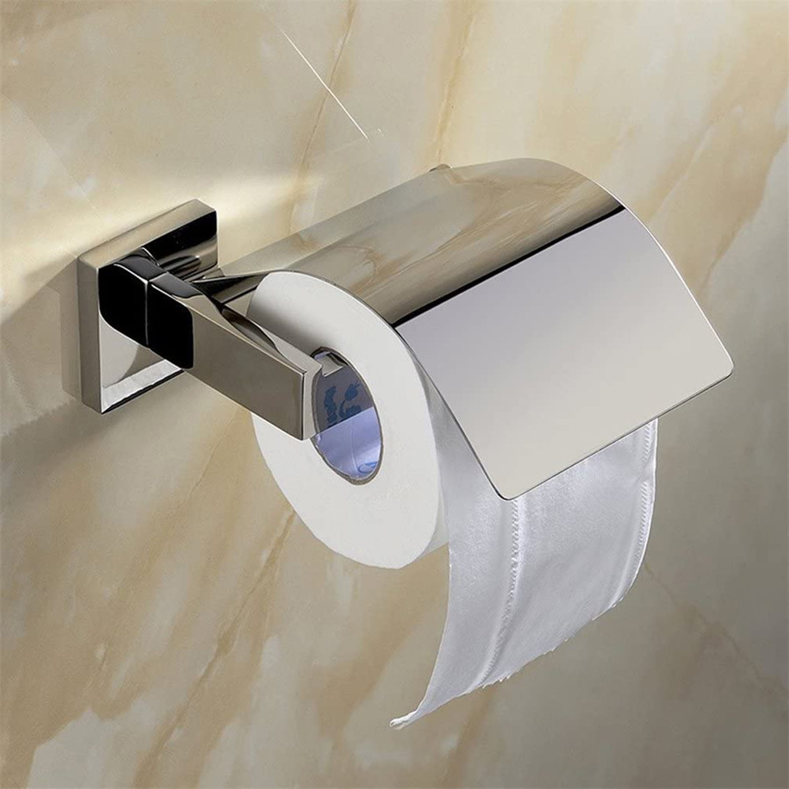 2 x Stainless Steel Toilet Roll Paper Holder Wall Mount Bathroom Self Adhesive 