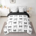 thumbnail image 2 of jejeloiu Kawaii Bow Ribbon 7 Pieces Bedding Comforter Set,Gray Cute Bowtie Full Bedding Set For Girls Teens Reversible, 2 of 8
