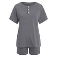 thumbnail image 5 of YDFCWXW Two Piece Outfits for Women Lounge Sets Button Down Top and Shorts Set Sweatsuits with Pockets (Grey, L), 5 of 5