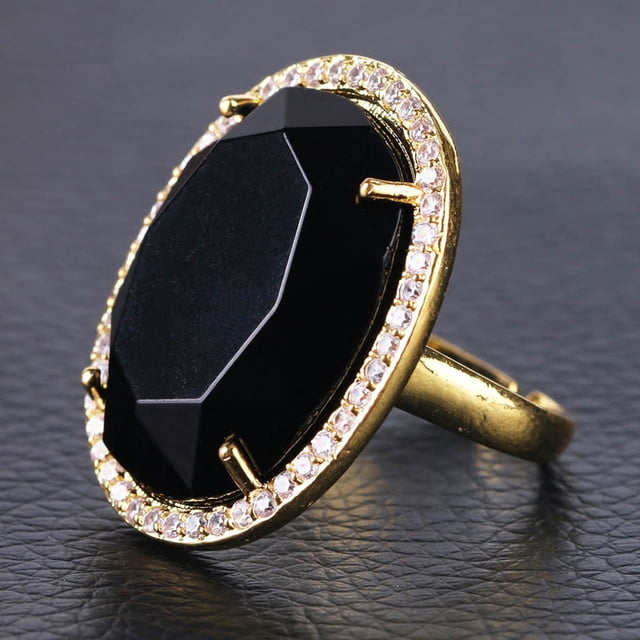 Opening Adjustable Ring Gold Color Plated Crystal CZ Zircon Rings for Women Men
