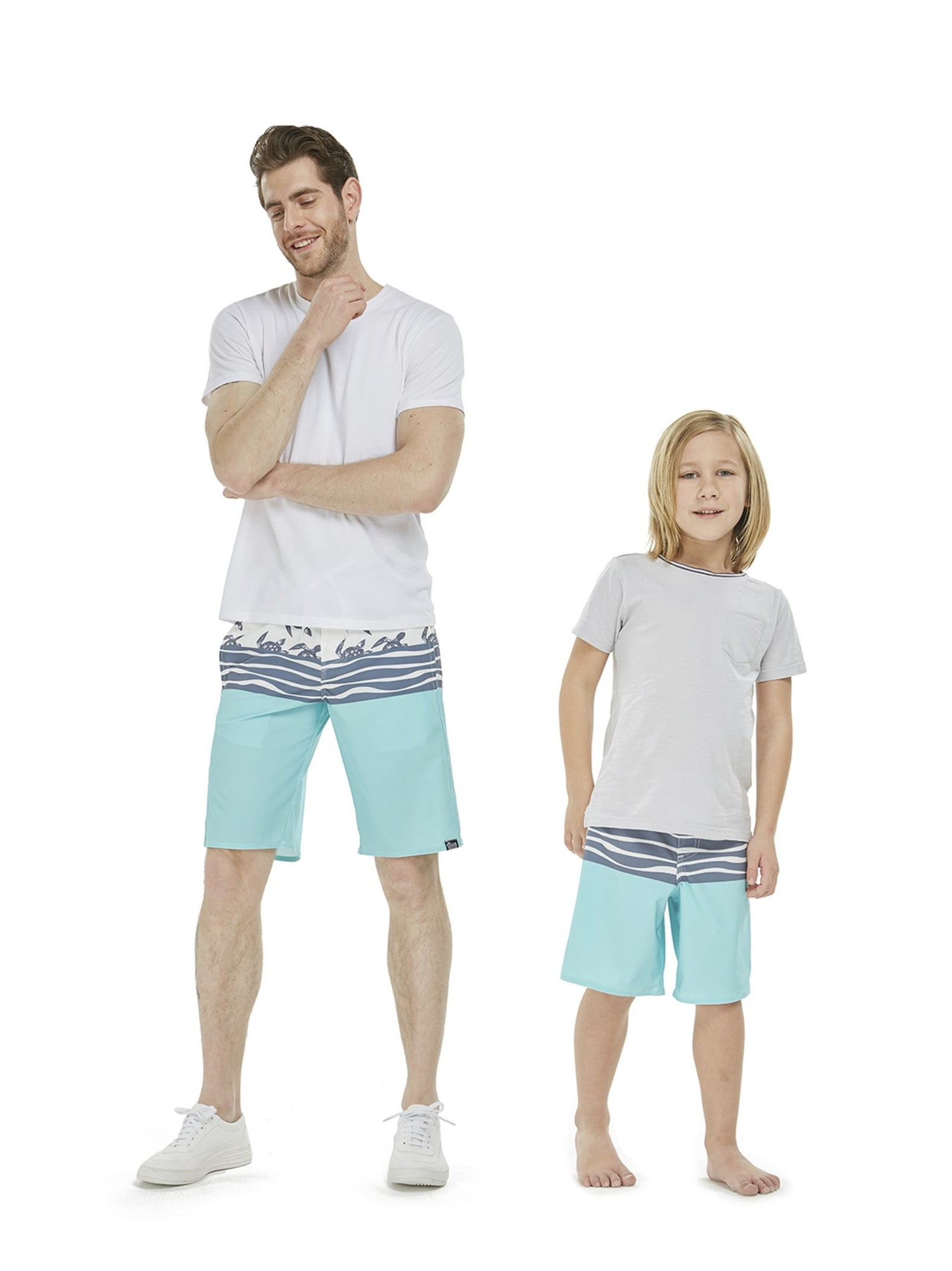 matching board shorts father and son