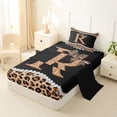 thumbnail image 2 of Manfei Leopard Print Bow Letter R Print Twin Sheet Sets for Girls, Black Brown Initial Bows Bedding, 3pcs, 2 of 5
