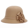 thumbnail image 2 of CYSFASHION Fedora Hats for Women Tea Party Dresses 1920s Flower Cloche Hat Elegant Short Brim Women's Hats & Caps Khaki, 2 of 7