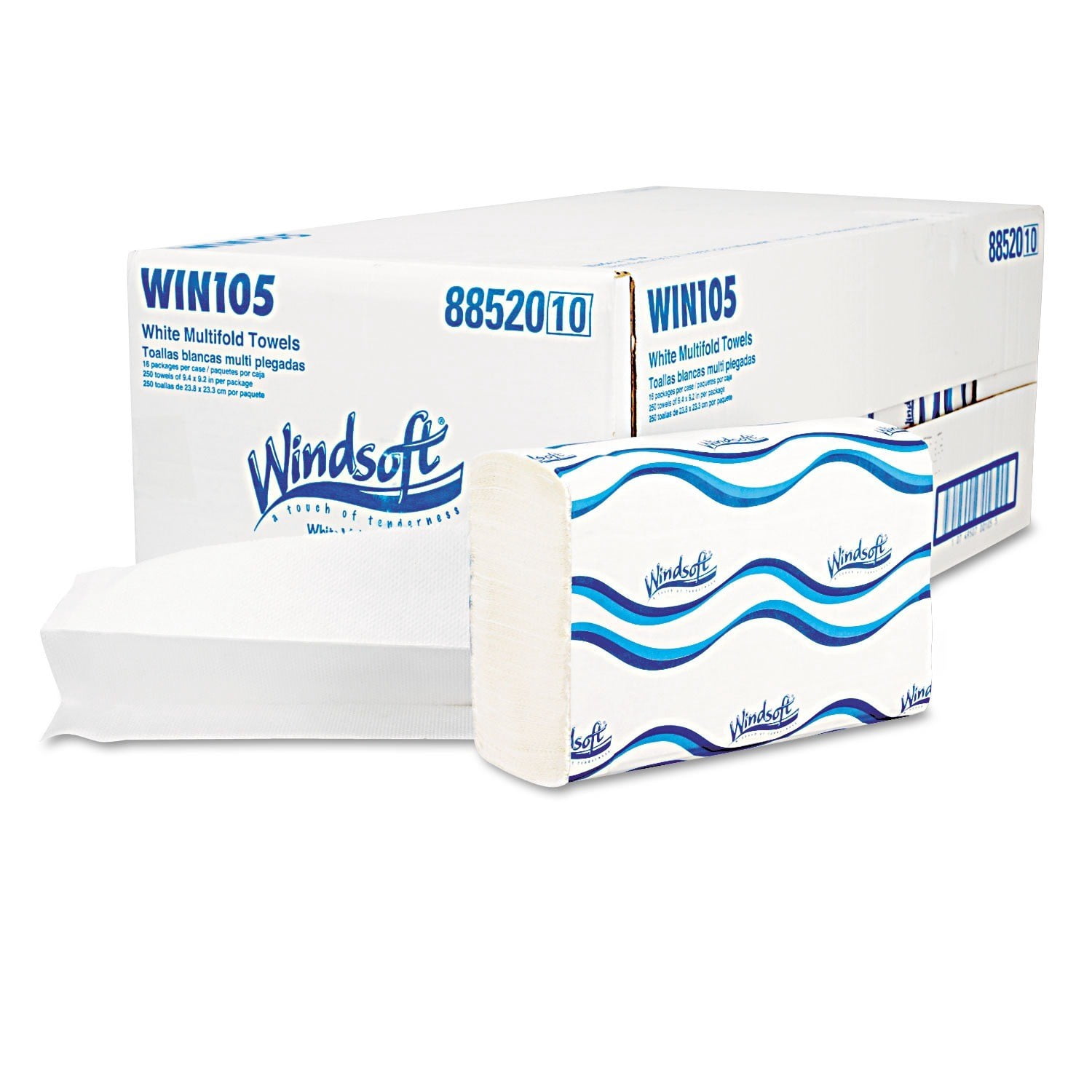 Multifold Paper Towels, 1-Ply, 9 1/5 x 9 2/5, White, 250/Pack, 16/Carton.