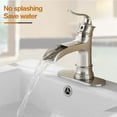 thumbnail image 2 of Kede Waterfall Faucet Bathroom Faucet Single Handle One Hole Brushed Nickel Finish Large Spout Lavatory Faucets Waterfall Faucet (Brushed Nickel), 2 of 4