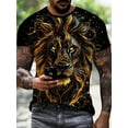 thumbnail image 2 of Men's 3D Lion Face Printed T-Shirt Lion Pattern Men's Lion Graphic T-Shirt, Loose Fit, Ideal for Summer and Outdoor Activities, Plus Size, 2 of 7