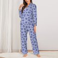 thumbnail image 2 of Balery Blue And White Flowers Conjunto de Pijama con Estampado para Mujer, Conjunto de Dos Piezas con Manga Larga, Ropa de Dormir Suave con Bolsillos, Pijamas Cómodos-X-Large, 2 of 7