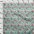 thumbnail image 3 of oneOone Cotton Silk Turquoise Green Fabric Tropical Flamingo With Abstract Background Sewing Craft Projects Fabric Prints By Yard 42 Inch Wide, 3 of 4
