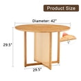 thumbnail image 4 of Gzxs 42" Natural Dining Table, Contemporary Round Dining Room Kitchen Table with 1" Thickness Solid Wood Desktop and Non-Slip Footpads, 4 of 9