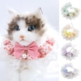thumbnail image 2 of Cat Saliva Towel Lace Patchwork Fake Pearl Decor Floral Print Bowknot Pet Cat Neckerchief Daily Collocation, 2 of 8