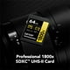 thumbnail image 2 of Tarjeta de memoria Lexar Professional 1800x SDXC UHS-II 64GB Gold, 2 of 4