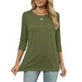 thumbnail image 2 of MOSHU 3 Pack 3/4 T Shirts for Womens Crew Neck Womens Shirts Dressy Basics Tees Casual Loose Fit Fall Tops, 2 of 10