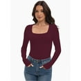 thumbnail image 4 of Womens Square Neck T Shirts Long Sleeve Tops Fitted Tees, 4 of 6