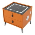 thumbnail image 6 of Orange Smart Nightstands with Fingerprint Lock Drawer, Wireless Charging Station, USB Port, Nightstand with 3 Color LED Lights and Speaker, Modern Wooden End Side Table 2 Drawers, 6 of 16