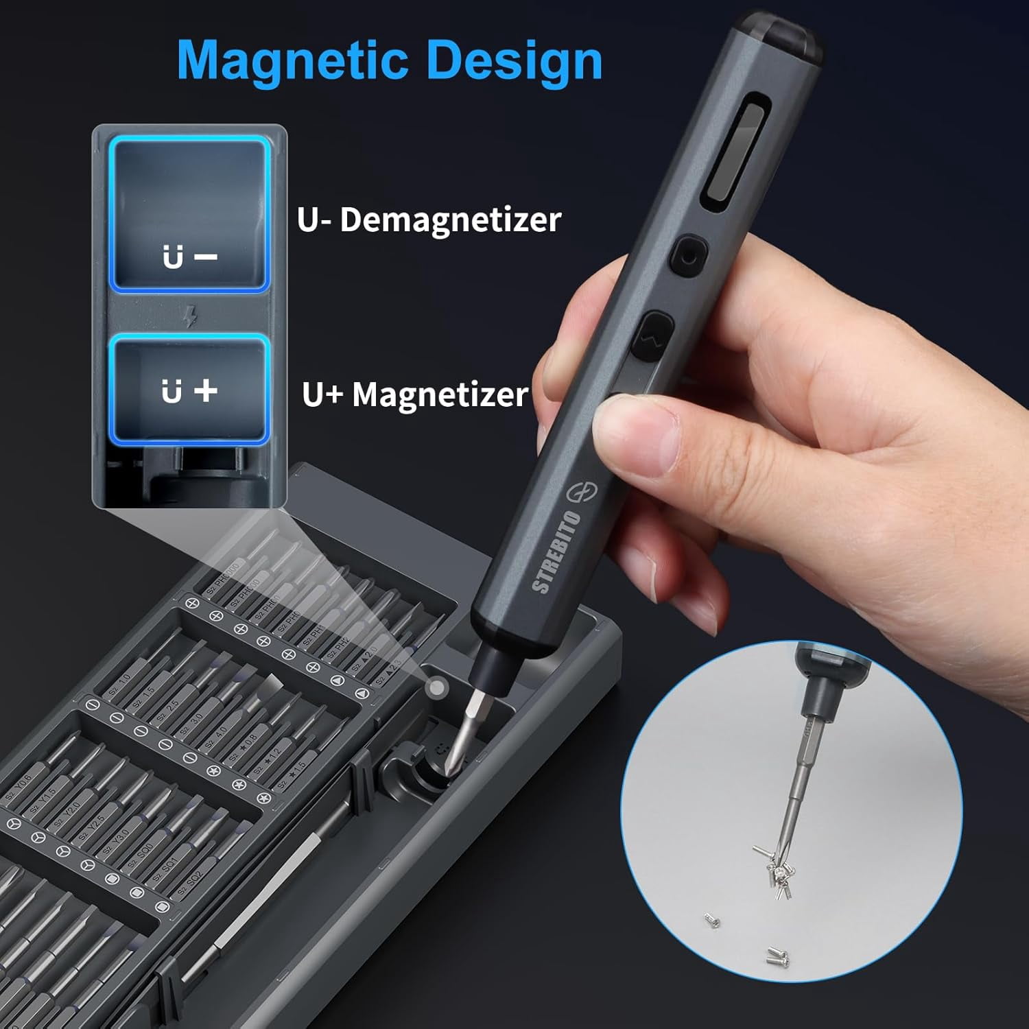 Precision Screwdriver Set, 68 in 1 Mini Electric Screwdriver with LED Light, Magnetic Drill Bits, Rechargeable Portable Repair Tool Kit for Laptops, Cell Phones, Cameras, Watches