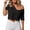 Black, variant on Womens Off Shoulder Crop Top Summer Casual Deep V Neck T-Shirts Short Sleeve Loose Fit Basic Tees XXXL