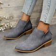 thumbnail image 2 of Caqnni Fall Winter Women's Ankle Boots Faux Pu Leather Round Toe Low Top Short Booties Shoes Slip On Elastic (7,Grey), 2 of 5